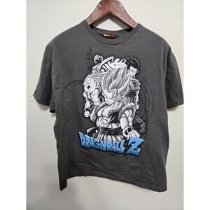 Vintage Dragon Ball Z Shirt Goku Gray 2008 Metallic Size LARGE Y2K Anime Graphic